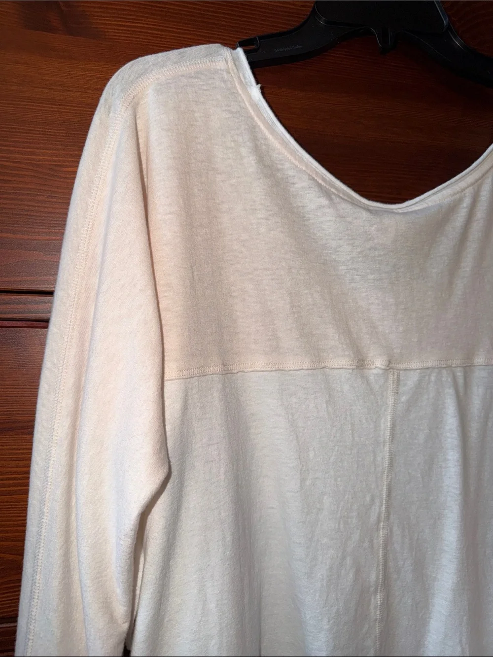 We The Free Cloud Nine Ivory / Light Pink Relaxed Scoop-Neck Long-Sleeve Top S
